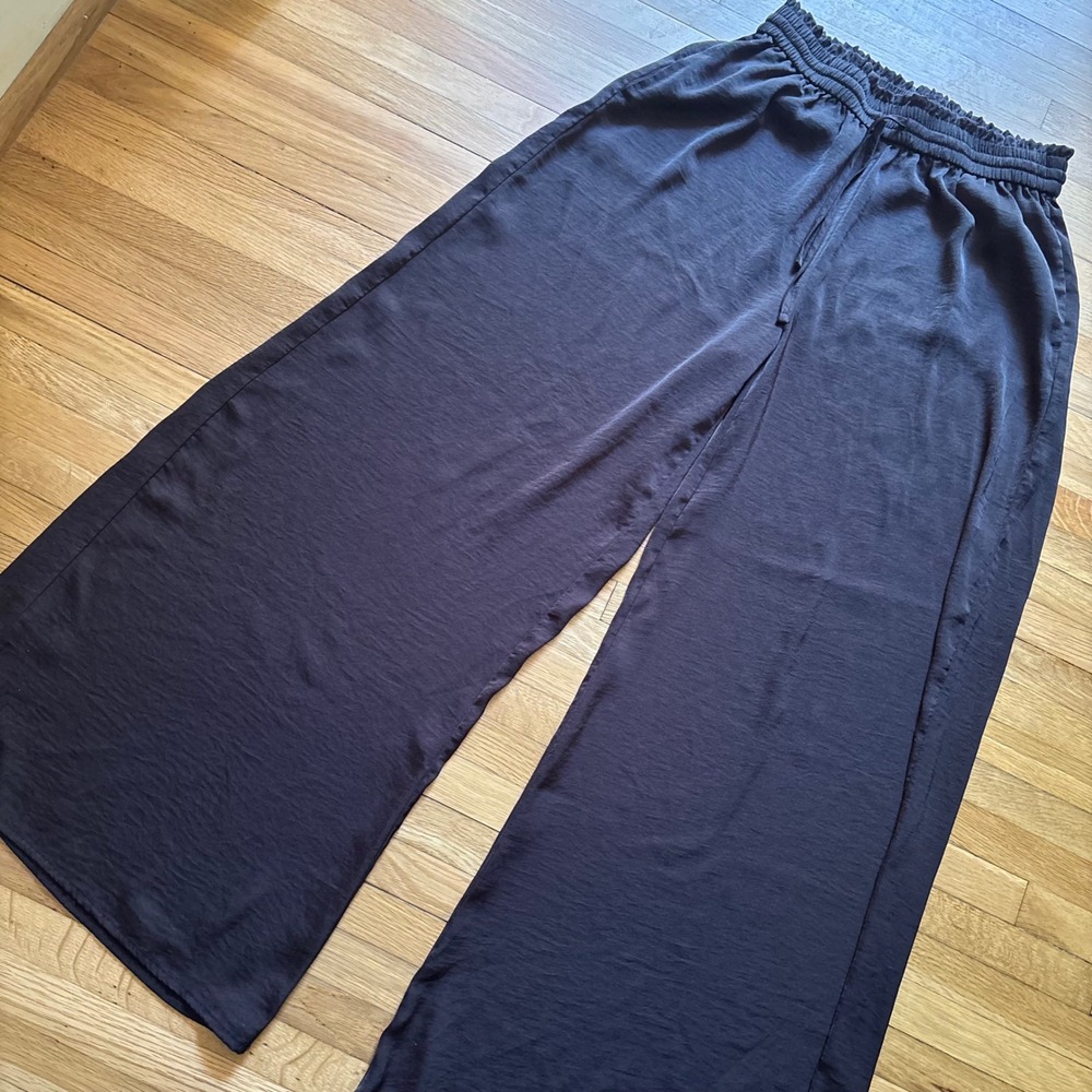 Summmersalt Silky Luxe Palazzo Pants Ties Wide Leg Women S Travel Resort Black